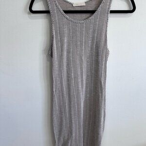 Entro Gray Striped Sleeveless Dress with Side Slits